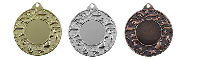 M637 Medaille goud-zilver-brons Ø 50 mm compleet 